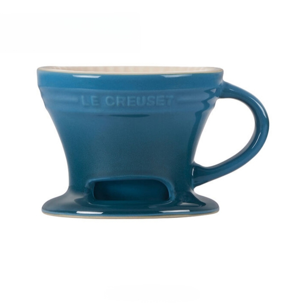 Deep Teal Pour Over Coffee Maker Cone & 2 Heritage Mugs Le Creuset RETIRED COLOR - Picture 10 of 12